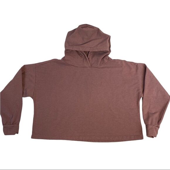 Z By Zella Washed Pullover Crop Hoodie Sweatshirt Purple Claret Large No String - Picture 2 of 11